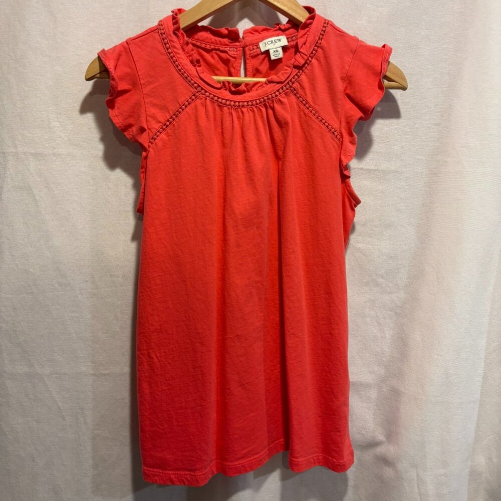 J.Crew Factory Coral Ruffle-Trim Top Size XS